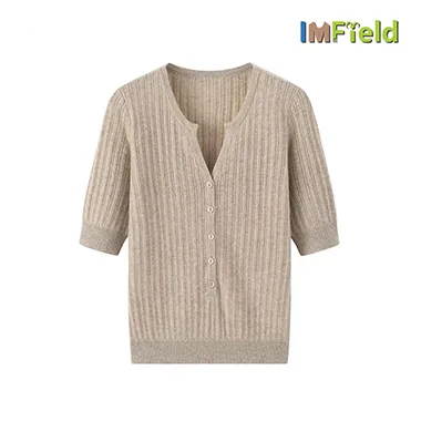 Women v neck short sleeve Cashmere sweater