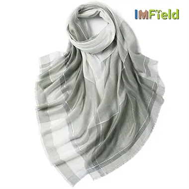 Sliver Thread Checked Plaid Cashmere Scarf